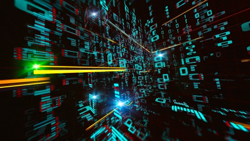 Abstract background of technology, science and cloud computer.3d illustration.Wallpaper of binary code and binary language concept pattern and big data structure.