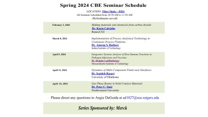 Chemical and Biochemical Engineering 2024 Spring Seminar