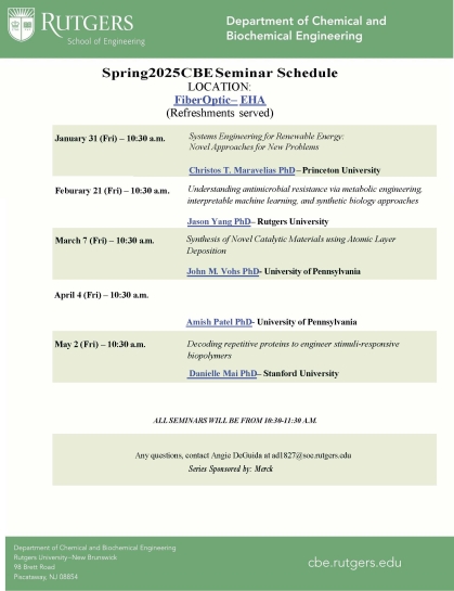 CBE Spring 2025 Seminar schedule 