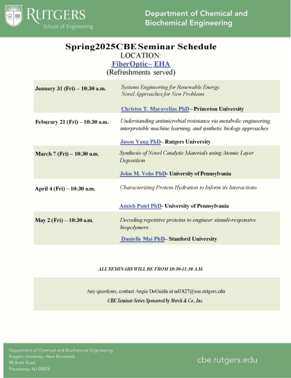 Spring 2025 CBE Seminar schedule 